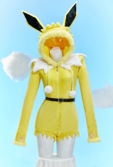 PM Derivative Sexy Lingerie Bodysuit Plush Hooded Romper and Socks with Belt and Scarf